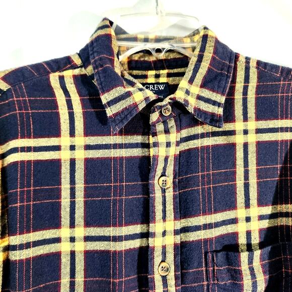 J.Crew Flannel Shirt Size S Long Sleeves Button Up Classic Blue & Yellow Plaid - Picture 1 of 10